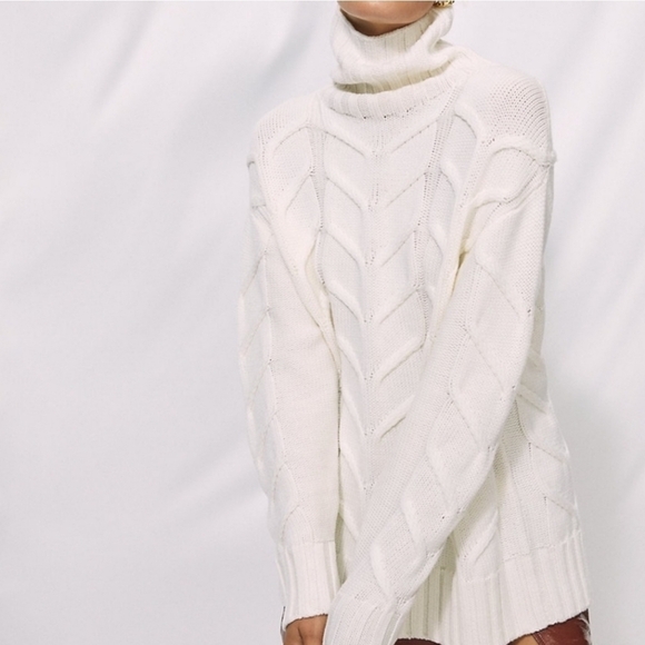 Aritzia WILFRED Champeaux 100% Merino Wool Cable-Knit Sweater Women's Size XXS - Picture 3 of 16